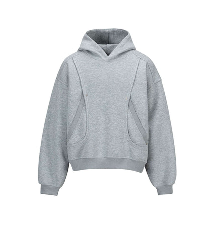 Cotton Loose Fit Hoodie Sweatshirt in gray with hood and relaxed fit for comfortable high-street style.