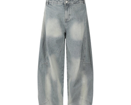 Retro Structured Tapered Pants for Men and Women, Loose Wide-Leg Washed Tie-Dye Straight Leg Jeans