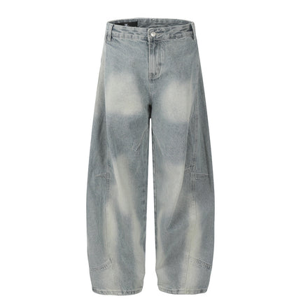 Retro Structured Tapered Pants for Men and Women, Loose Wide-Leg Washed Tie-Dye Straight Leg Jeans