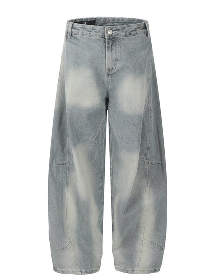 Retro Structured Tapered Pants for Men and Women, Loose Wide-Leg Washed Tie-Dye Straight Leg Jeans