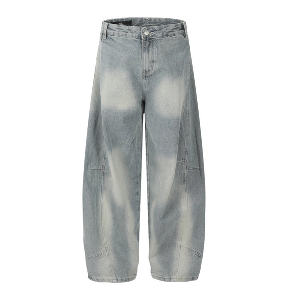 Retro Structured Tapered Pants for Men and Women, Loose Wide-Leg Washed Tie-Dye Straight Leg Jeans
