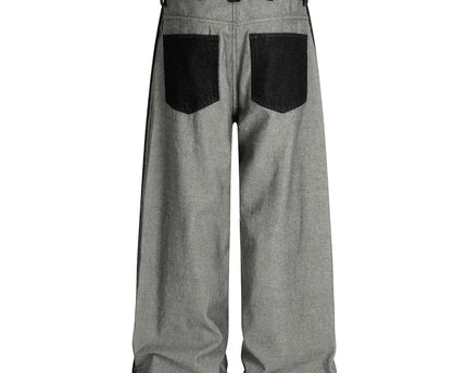 Street Style Printed Deconstructed Asymmetrical Design Loose Fit Unisex Jeans