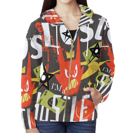 Women's All Over Print Full Zip Hoodie (Model H14)