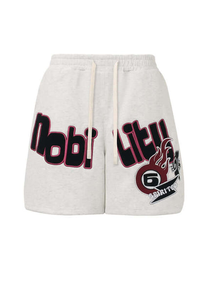 Model wearing M relaxed lounge shorts by Grozavu