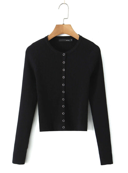 Close-up fabric and fit of Single Breasted Long Sleeve Knit