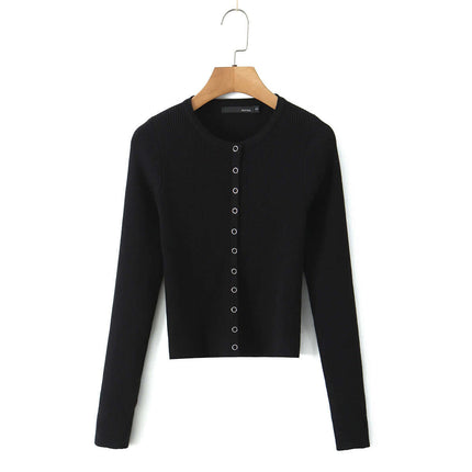 Close-up fabric and fit of Single Breasted Long Sleeve Knit