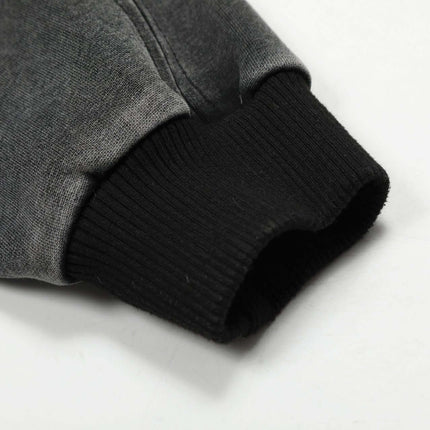 Washed Zip Hoodie Jacket – Loose Fit sleeve detail featuring cuff and fabric texture.