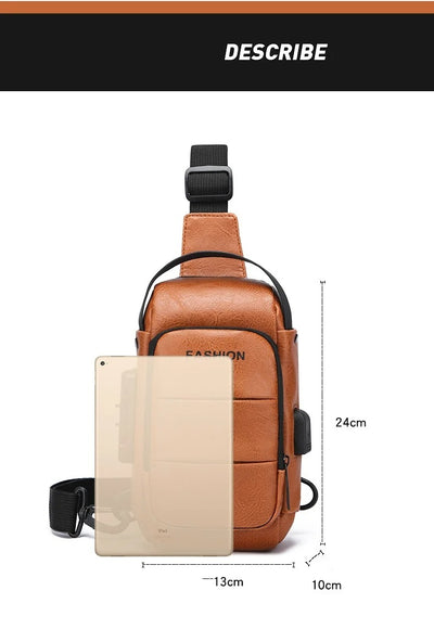 Herren Rucksack mit USB-Ladefunktion Schulter Brusttasche