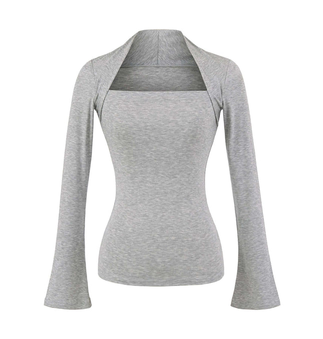 Blusa de Manga Larga con Escote Cuadrado