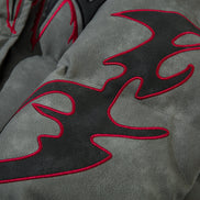 Leather Jacket Flame Embroidered Cotton Jacket For Men