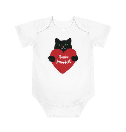 Cute Cat Love Baby Bodysuit - "You're Perfect"