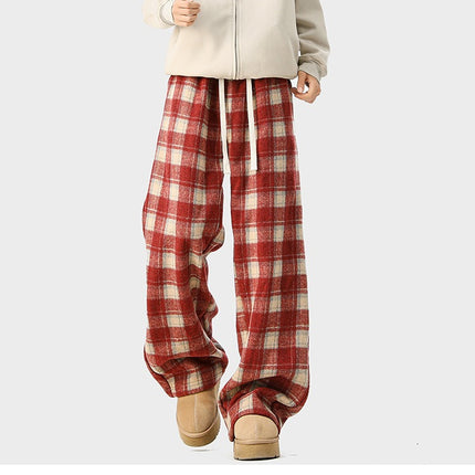 Pantalons longs vintage de sport décontractés en style d'hiver, doublés en polaire, chauds et amples
