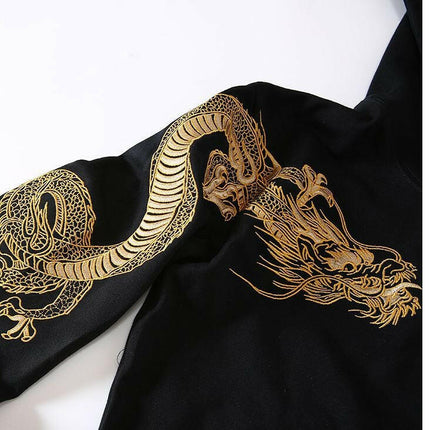 Grozavu Retro Dragon-Embroidered Hooded Sweatshirt at €59.00