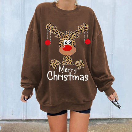 Merry Christmas Deer Print Sweatshirt