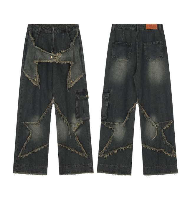 Grozavu Star Embroidery Jeans: Men's Trend at €63.16