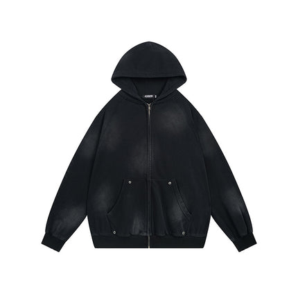 Felpa con zip a patchwork retro – Vestibilità ampia