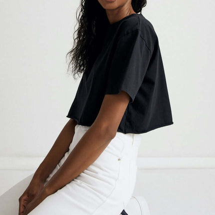 Haut en coton sport crop - Coupe ample