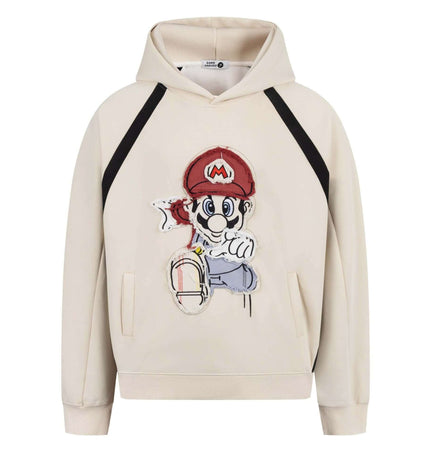 Retro Cartoon Patchwork Hoodie – Loose Fit featuring playful cartoon graphics with a loose fit design and soft fabric.