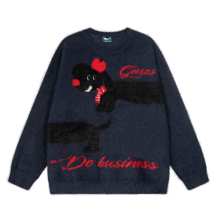 Apricot jacquard crewneck with Grozavu logo
