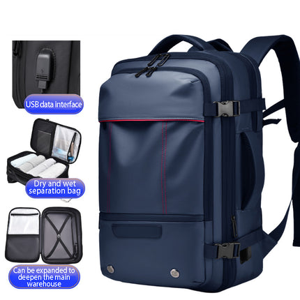 Oxford Cloth Business Travel Backpack – Black, Grey & Blue