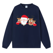 Christmas Reindeer Print Medium-Length Hoodie
