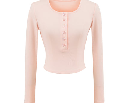 Long Sleeved T-shirt With V-neck Top