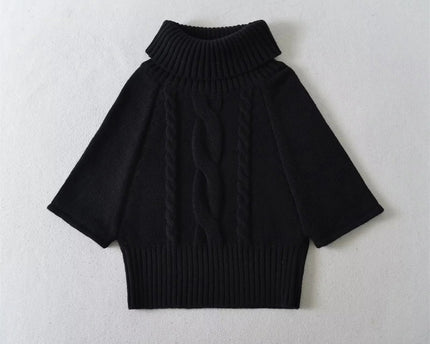 Multi-Wear Vintage Cable Knit Cape High Neck Sweater