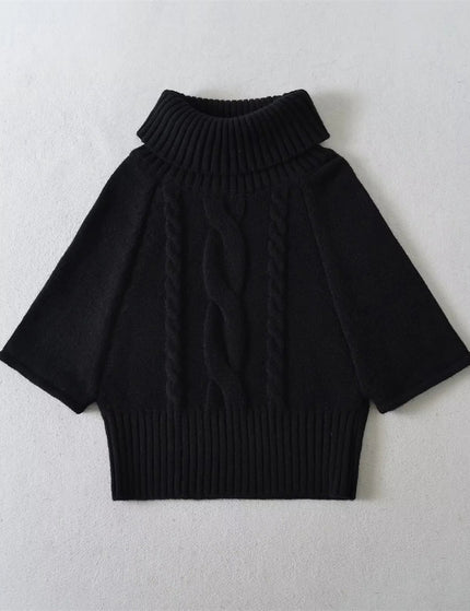 Multi-Wear Vintage Cable Knit Cape High Neck Sweater