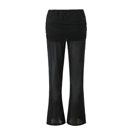 Mesh slim fit hip hugging casual pants