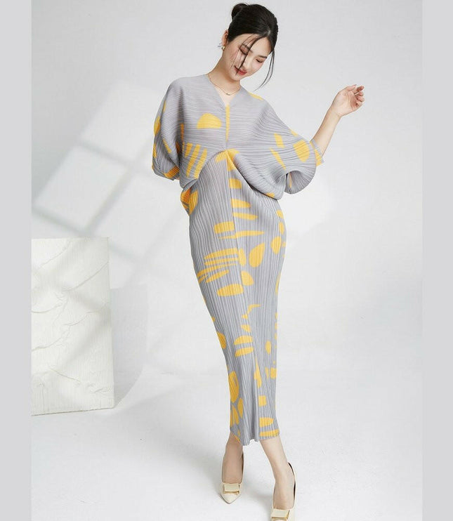 Grozavu V-Neck Batwing Sleeve Maxi Dress: Luxury Evening Elegance