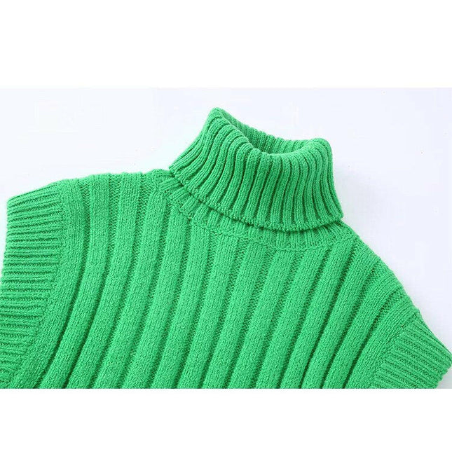 Grozavu Women's Green Sleeveless Turtleneck Sweater Vest at €29.28