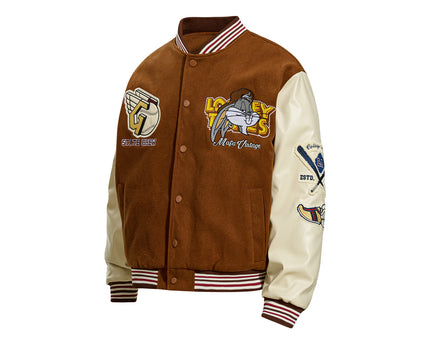 Winter Retro Cartoon Cute Color-block Embroidered Jacket