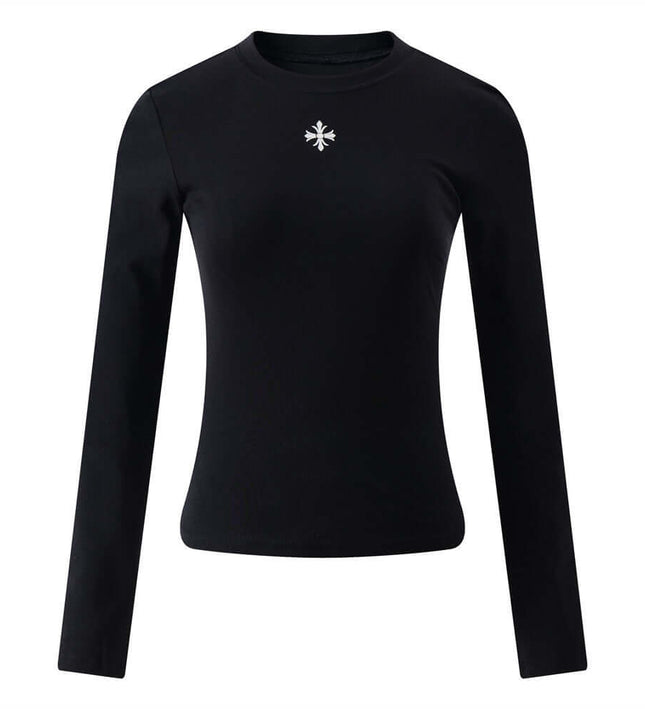 Print Long Sleeve T-Shirt  Simple and Versatile Round Neck Basic