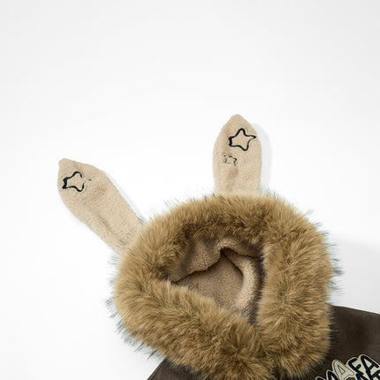 Cotton jacket with fur collar and fleece jacket