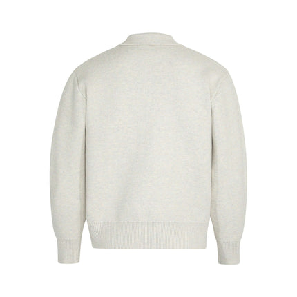 Notch Lapel Knit Sweater - Loose Fit