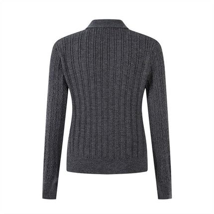 Suéter de punto con cuello tipo polo – Ajustado