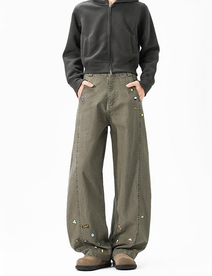 Style Fun Print Cargo Pants Unisex Trendy Loose Wide Leg High Street Casual Long Pants