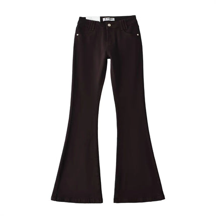 Style Retro Low Waist Buttoned Flared Denim Pants