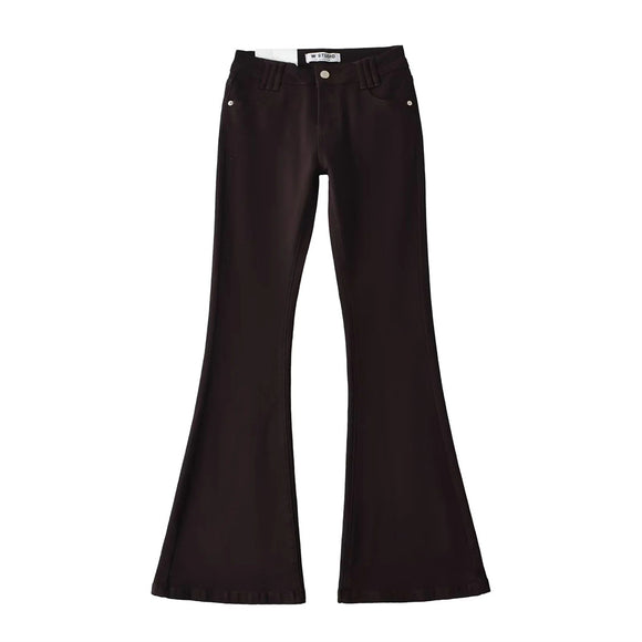 Style Retro Low Waist Buttoned Flared Denim Pants