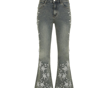 Retro washed spicy girl slim fit micro flared pants