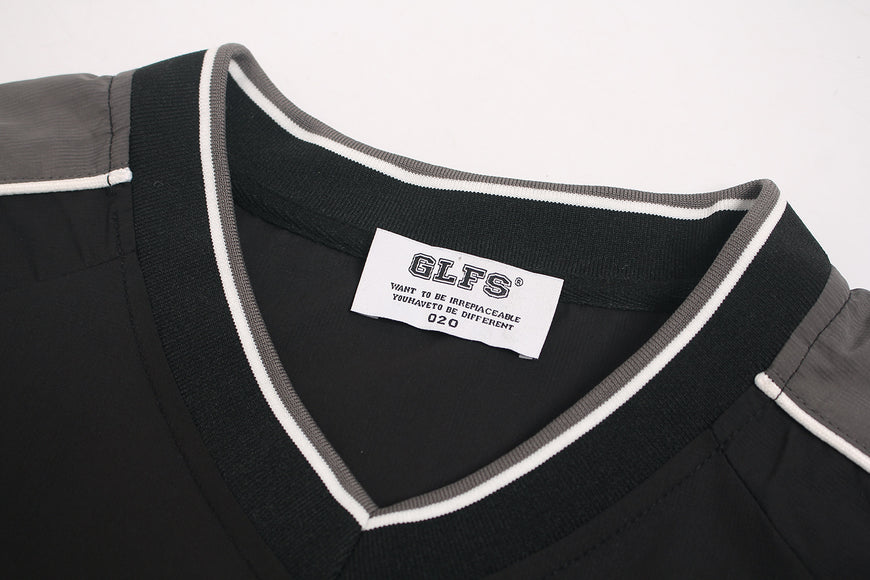 Maglietta Sportiva Impermeabile a V Maniche Lunghe Nera Bianca