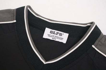 Camisa de Manga Larga con Cuello en V Deportiva Impermeable Negra Blanca