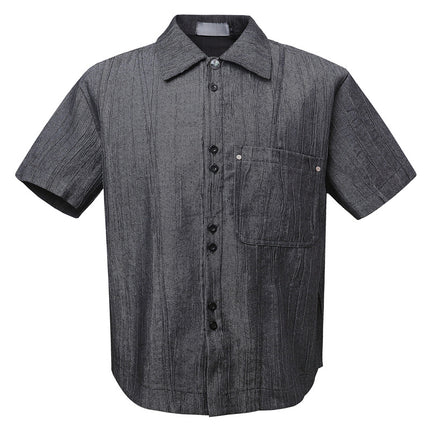 Chemise à col polo noire à manches courtes – Coupe ample