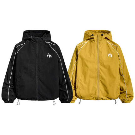 Jachetă cu glugă retro cu fermoar – Croială lejeră