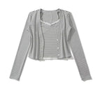 Conjunto de Dos Piezas con Rayas Grises