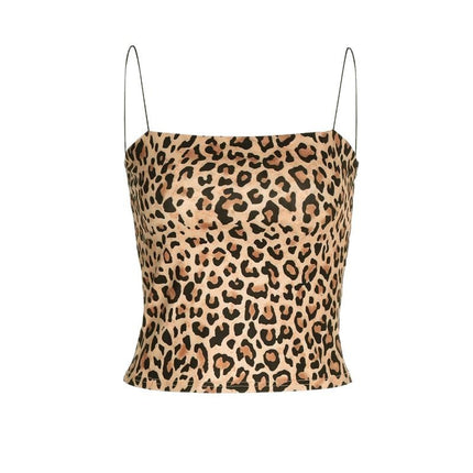 Leopard Print Strapless Exposed Navel Tank Top – Women’s Sexy Summer Top