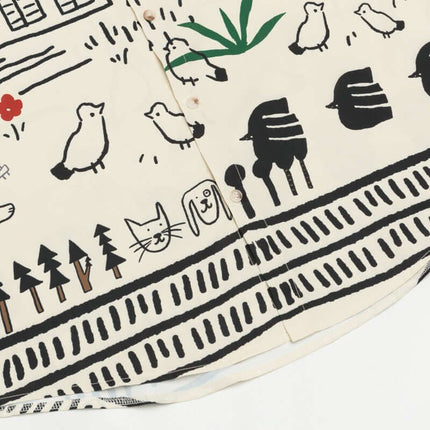 Cămașă cu dungi desenate cu mânecă scurtă - Croială lejeră