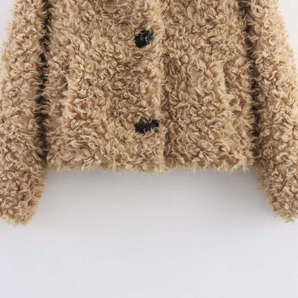 Kragenpelz-Einteiler-Mantel – Normale Passform