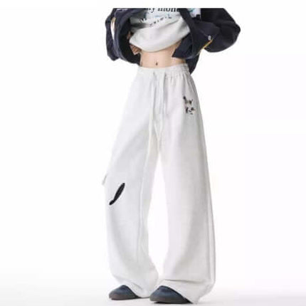 Embroidered Dog Sweatpants – Loose Fit featuring playful dog embroidery and a relaxed streetwear style.