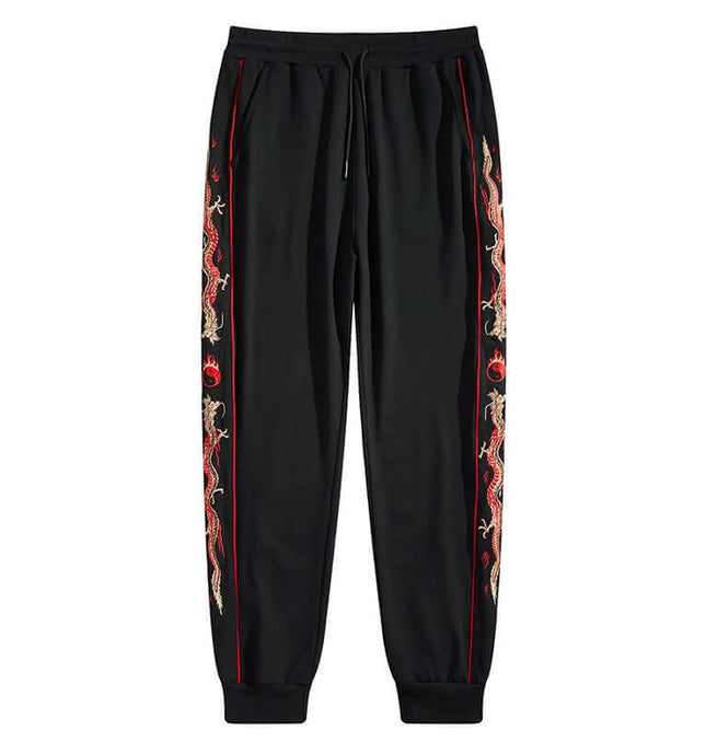 Double Dragon Embroidered Pants – Loose Cotton